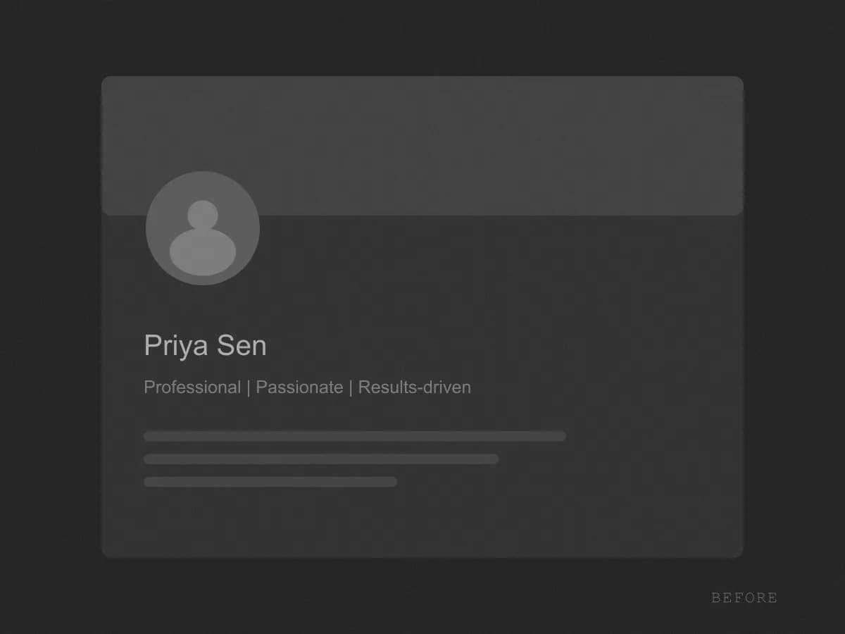 Priya Sen's profile before the project